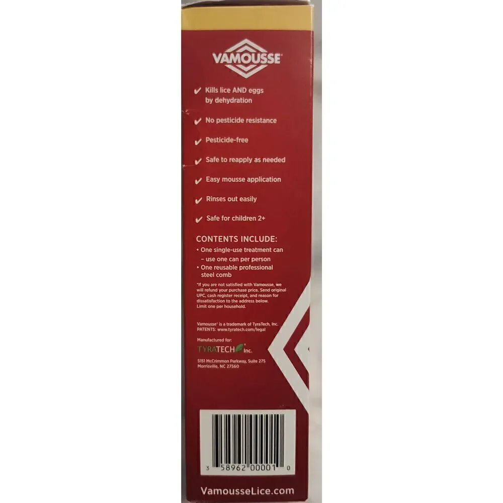 Vamousse Lice Treatment Homeopathic Mousse With Steel Comb